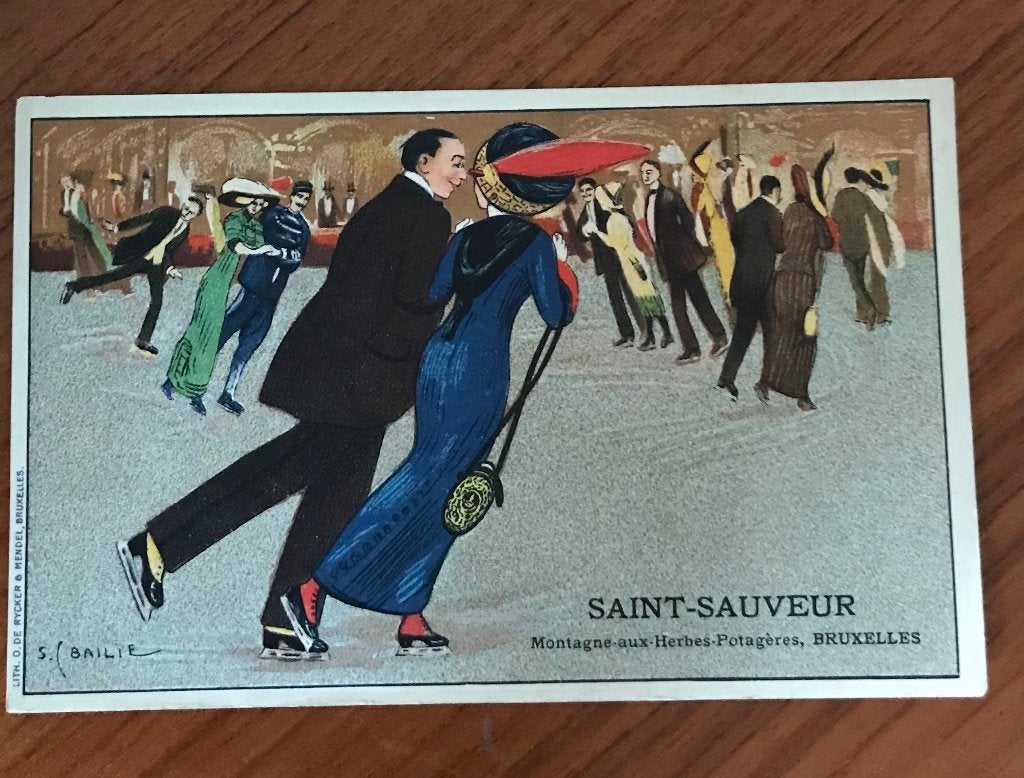 Prachtige postkaart litho Hockey sur glacé Saint Sauveur, Enlèvement ou Envoi