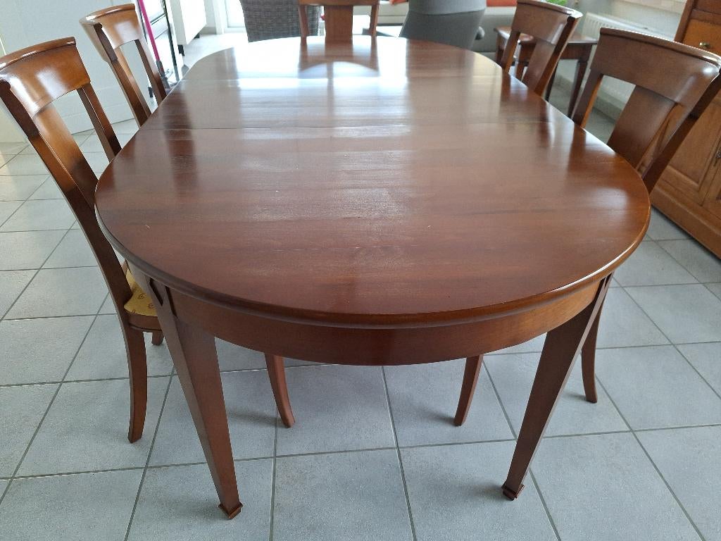 table + 6 chaises en cerisier massif, Maison & Meubles, Enlèvement, Utilisé, Klassiek, kwaliteitsvol, 4 à 6 chaises
