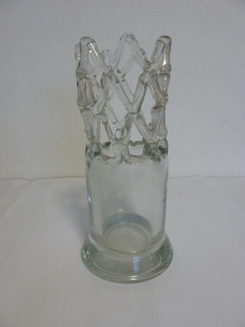 Prachtige handgeblazen Crown vaas (jaren'30) in glas 26cm, Antiek en Kunst, Ophalen