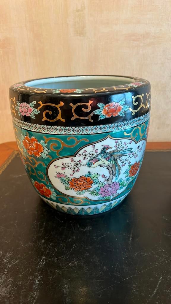 Cache pot motif chinois diamètre 16 hauteur 20 cm, Enlèvement, Comme neuf