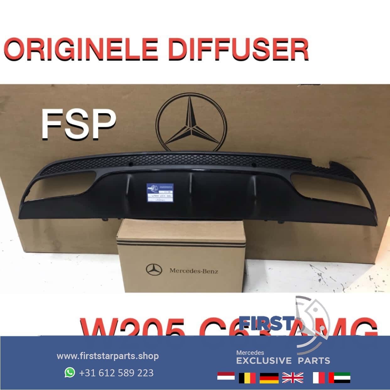 W205 63 AMG DIFFUSER ORIGINEEL Mercedes C Klasse C63 SEDAN /, Utilisé, -, -, Enlèvement ou Envoi