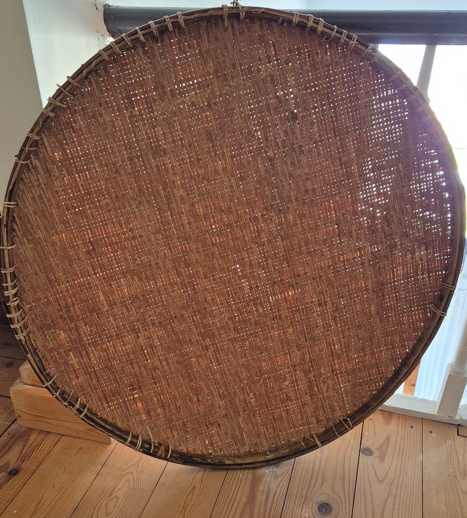 rieten platte mand decoratie, Huis en Inrichting, Ophalen, Gebruikt, Gevlochten, Mand