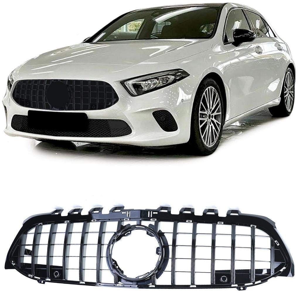 Grill Glans Zwart Voor Mercedes A Klasse W177 Zonder Camera, Verzenden