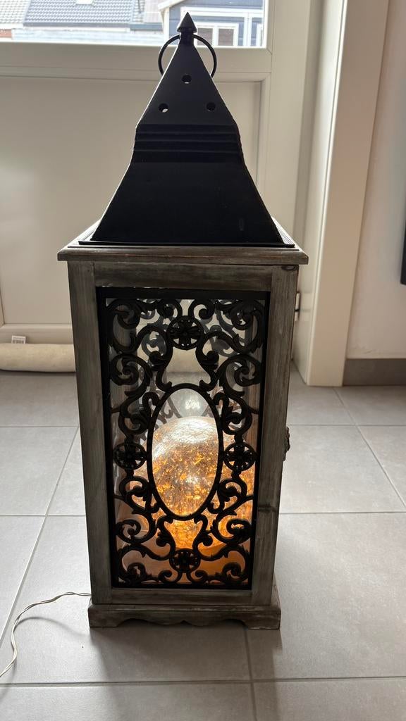 Grote lantaarn met bol verlichting, Ophalen, Bruin, Nieuw, Kandelaar