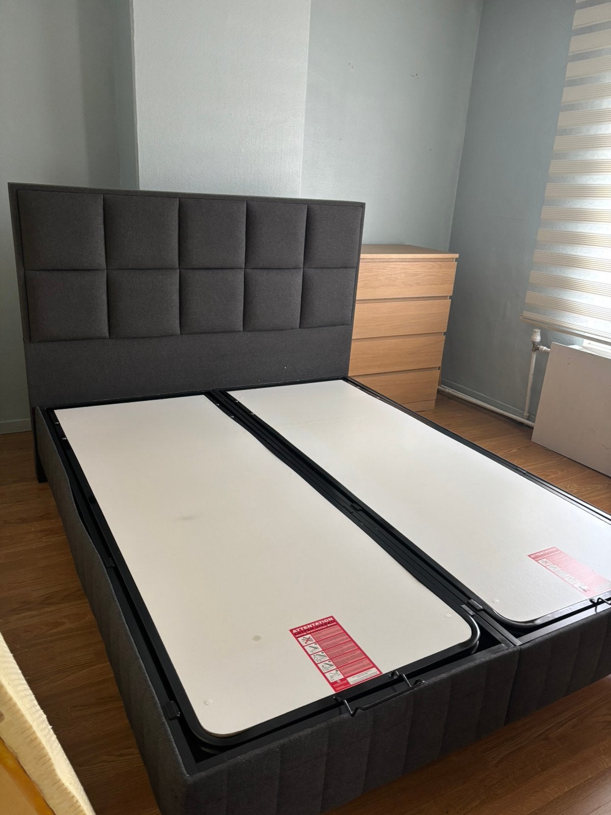 Boxspring, Gris, Enlèvement, Utilisé, 200 cm