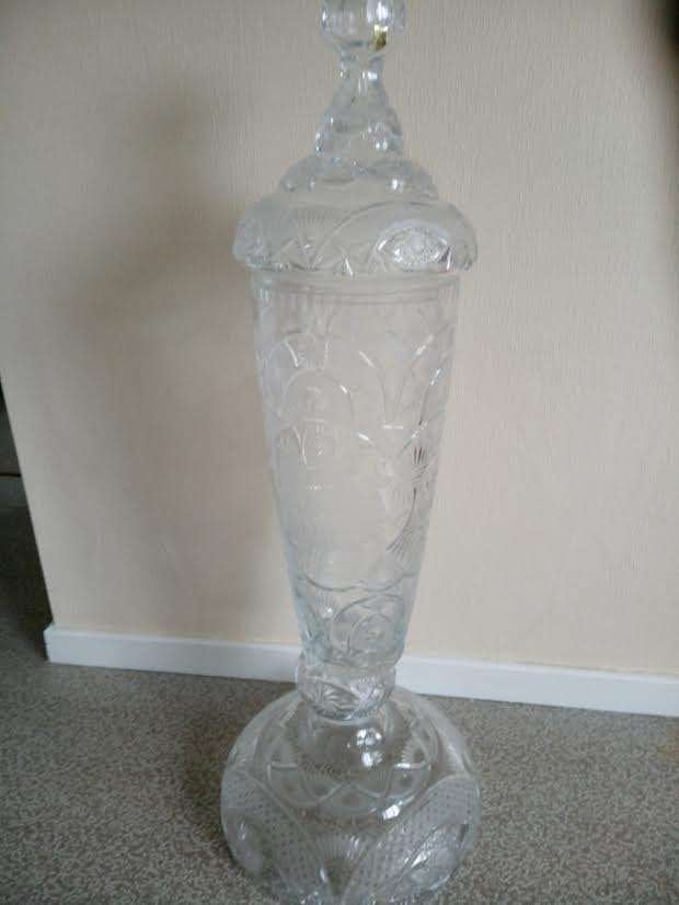 Grote kristallen vaas (hoogte 95 cm), Antiek en Kunst, Ophalen