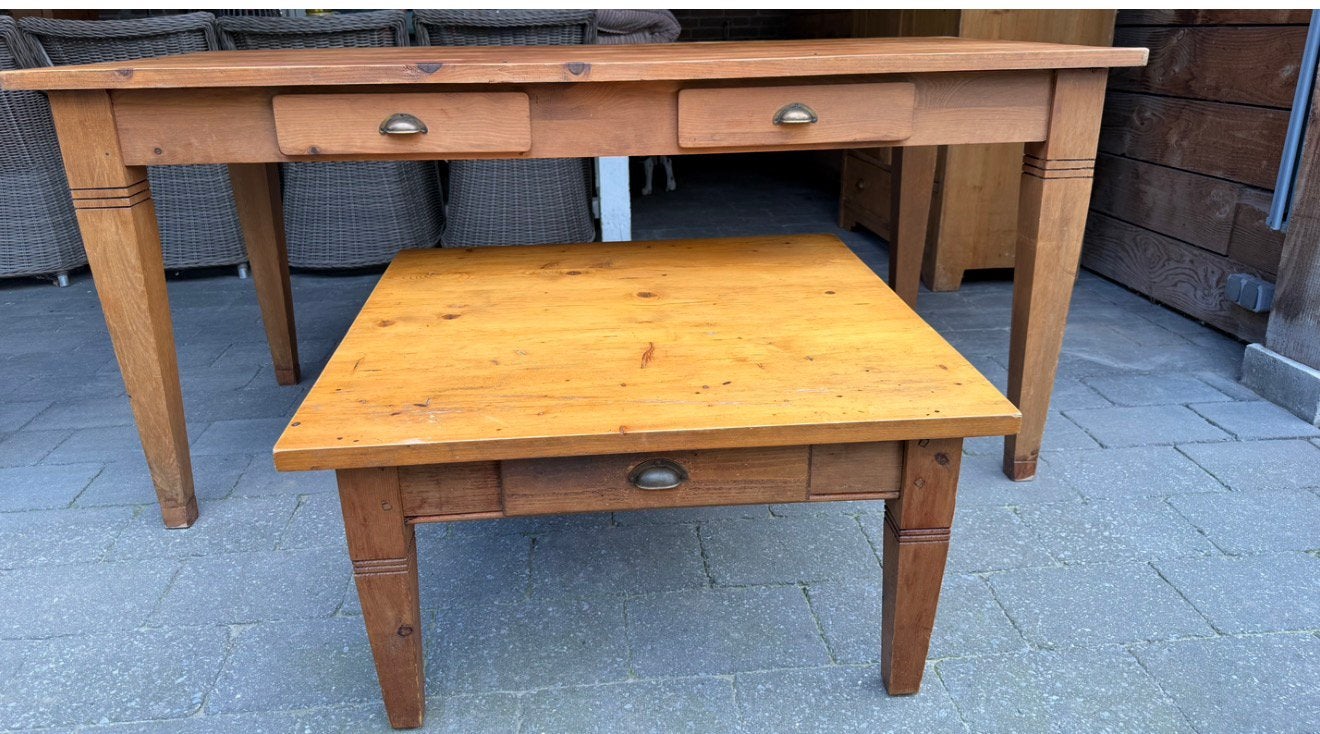 Hele zware oud geloogd grenen tafel eettafel massief hout, Huis en Inrichting, Ophalen, Gebruikt