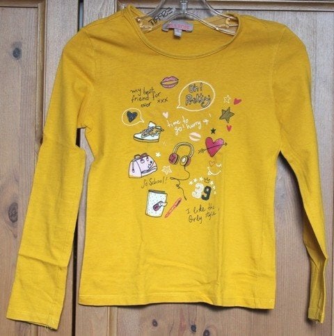 Donkergele longsleeve van Lisa Rose – maat 8 jaar (128), Meisje, Ophalen of Verzenden, Zo goed als nieuw, Shirt of Longsleeve