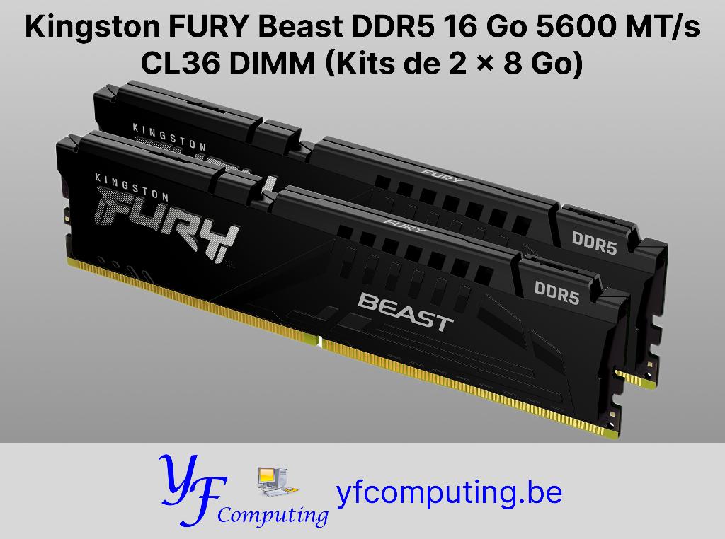 Kingston FURY Beast DDR5 16GB 5600MT/s (28GB), Computers en Software, RAM geheugen, Nieuw, Ophalen of Verzenden, Desktop, DDR5