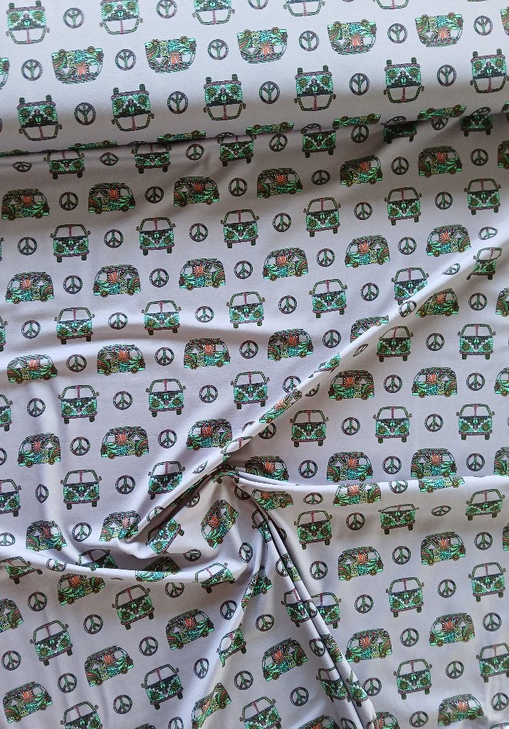 Outlet : Jersey stof Volkswagen busjes, grijs, Hobby & Loisirs créatifs, Tissus & Chiffons, Neuf, Gris, 200 cm ou plus, Coton