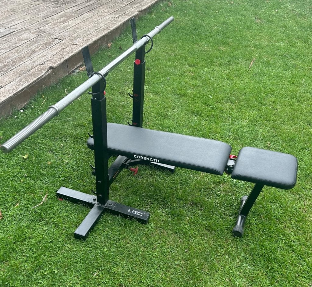 banc de musculation inclinable + barre, Sports & Fitness, Enlèvement, Comme neuf, Banc d'exercice