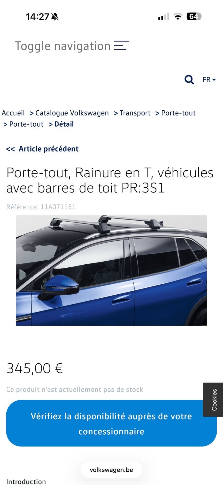 Barrez de toit volkswagen ID.4, Enlèvement ou Envoi, Comme neuf