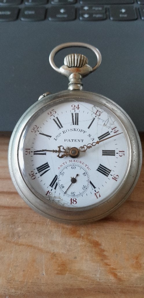 Werkend zakhorloge Louis Roskopf 53mm ,, Handtassen en Accessoires, Ophalen of Verzenden, Zakhorloge
