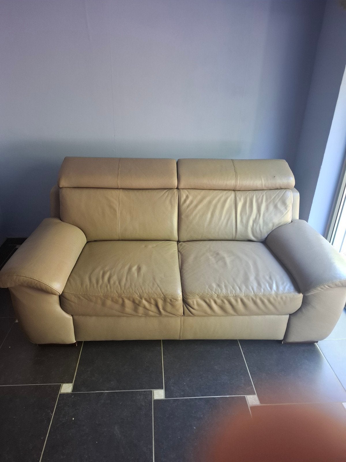 lederen 2 zit licht bruin 100 euro, Ophalen, Gebruikt