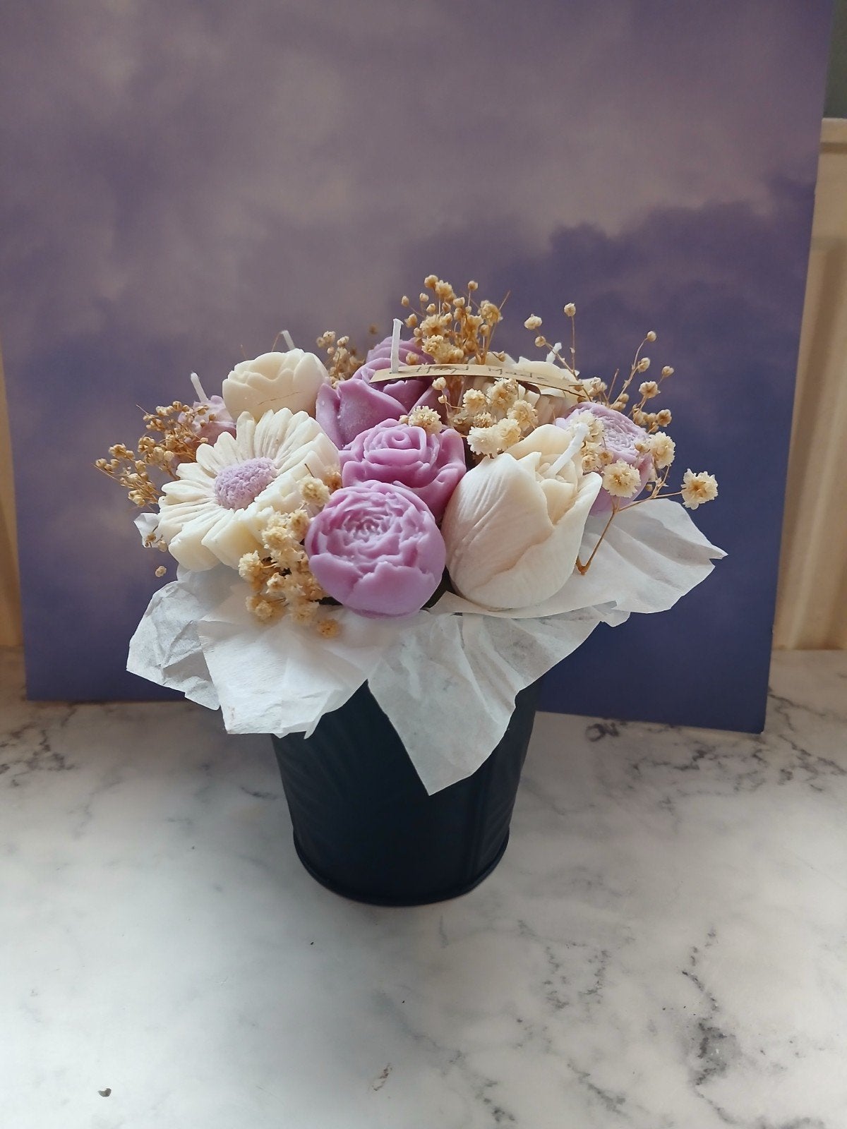 Gros bouquet de fleurs en bougie parfumée grapefruit, Enlèvement ou Envoi, Neuf, Bouquet, Multicolore