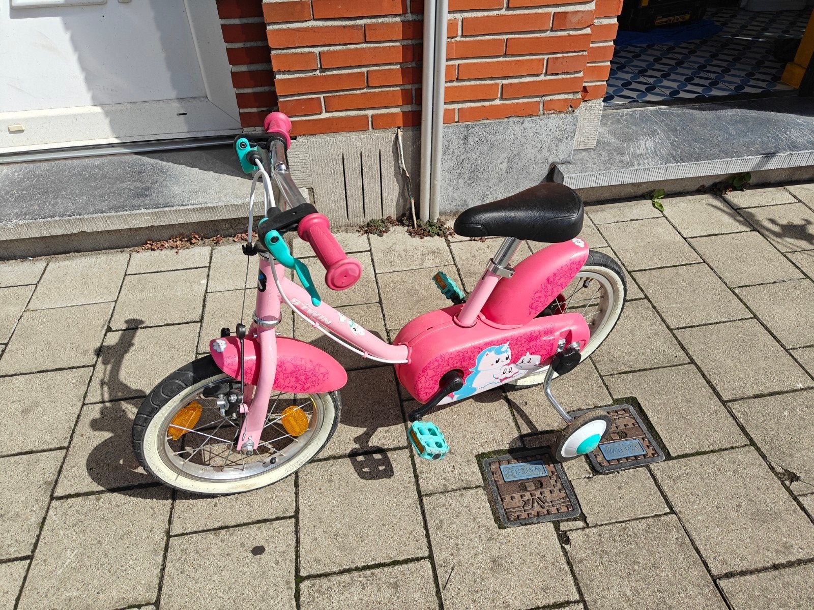 Meisjesfiets 14 inch, voor 3 tot 5 jaar, Ophalen, Gebruikt, Verstelbare zitting, Btwin Decathlon