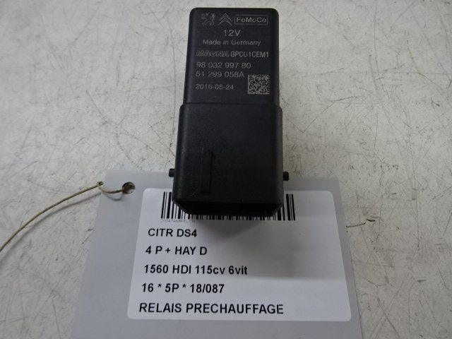 RELAIS BOUGIE PRECHAUFFAGE Citroën DS4 (NX) (9803299780), Utilisé, Citroën