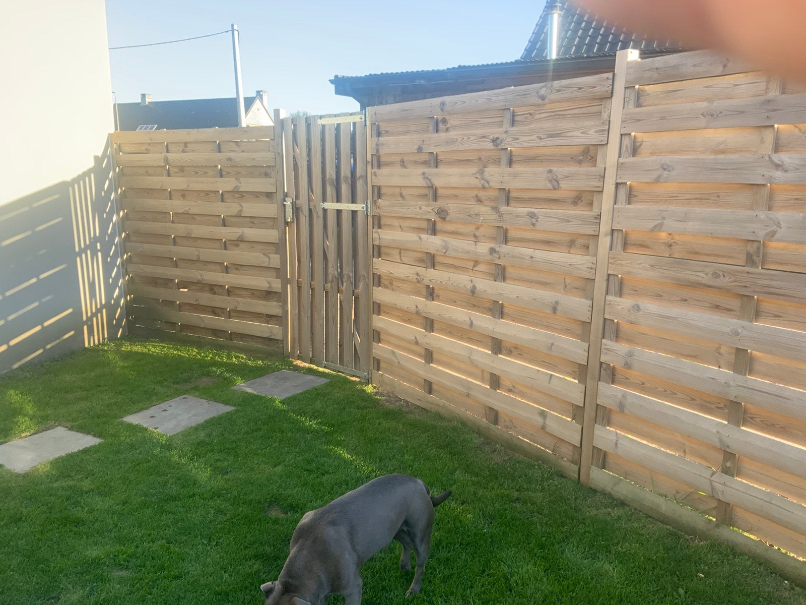 Schutting afscheiding hout, Tuin en Terras, Ophalen, Zo goed als nieuw