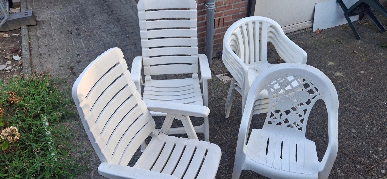 Tuinstoelen 8 opklapbare, 17 vaste., Tuin en Terras, Ophalen, Zo goed als nieuw