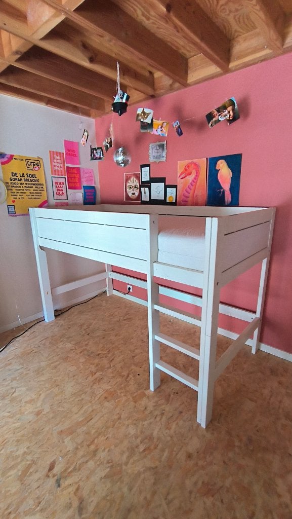 witte halfhoogslaper - Lifetime, Huis en Inrichting, Slaapkamer | Stapelbedden en Hoogslapers, Ophalen, Gebruikt, 90 cm, Eenpersoons