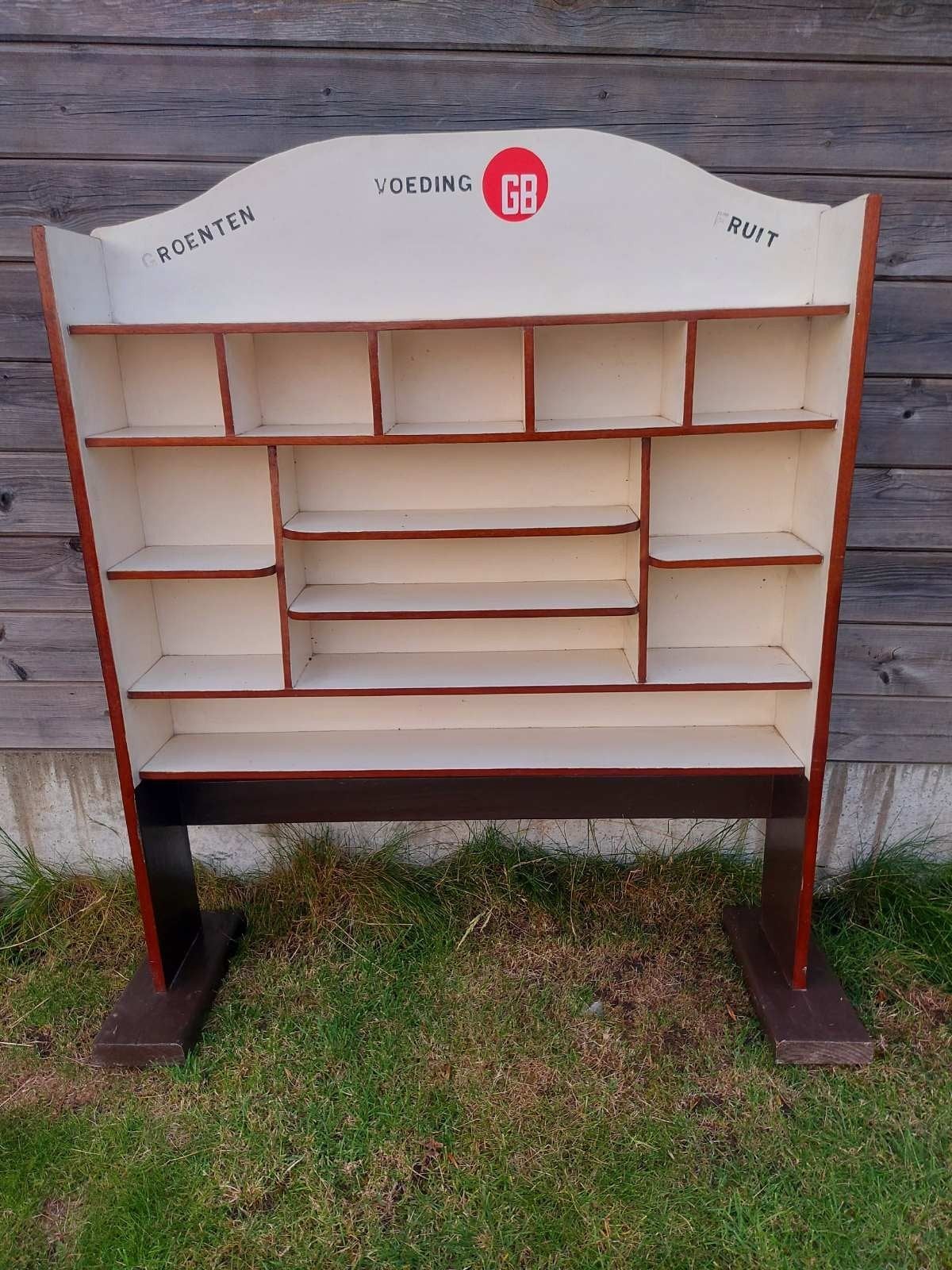 Vintage houten GB winkel rekje, Ophalen, Huis en Inrichting
