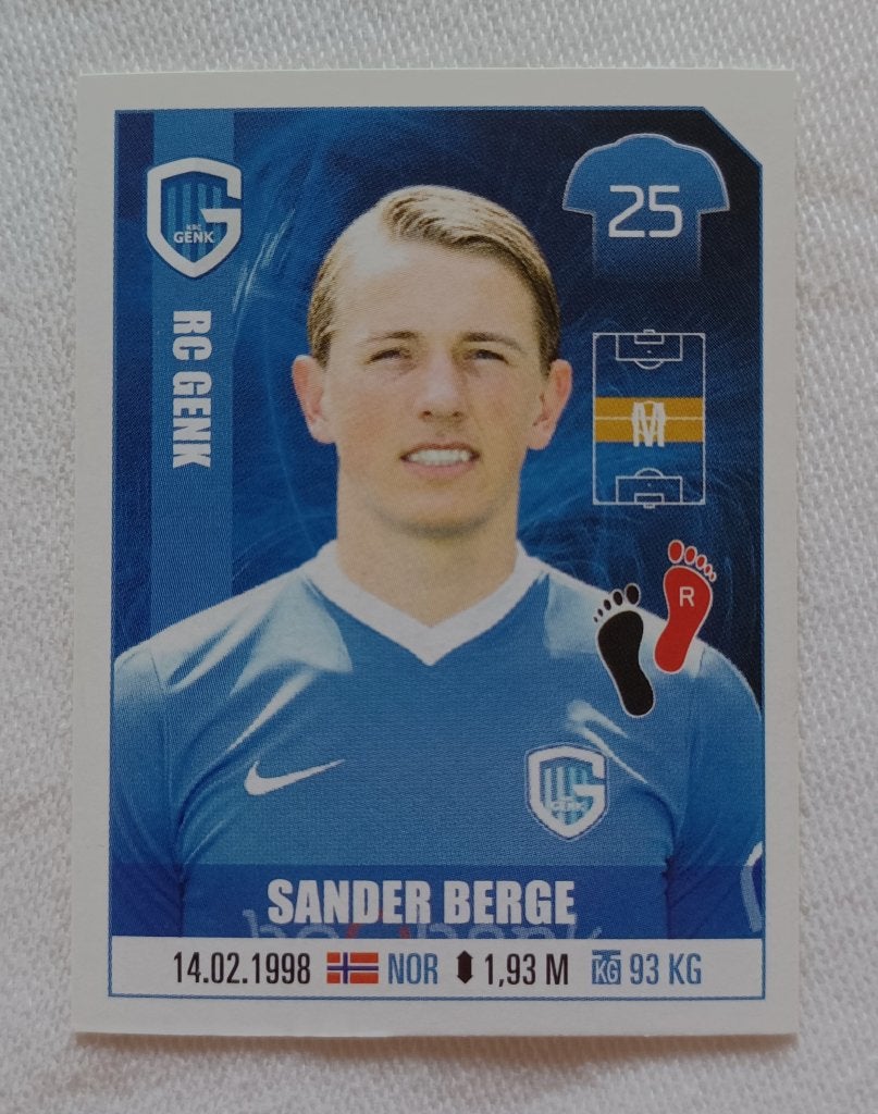 Sticker Sander Berge (rookie) - Pro League 2018, Ophalen of Verzenden, Zo goed als nieuw, Sticker