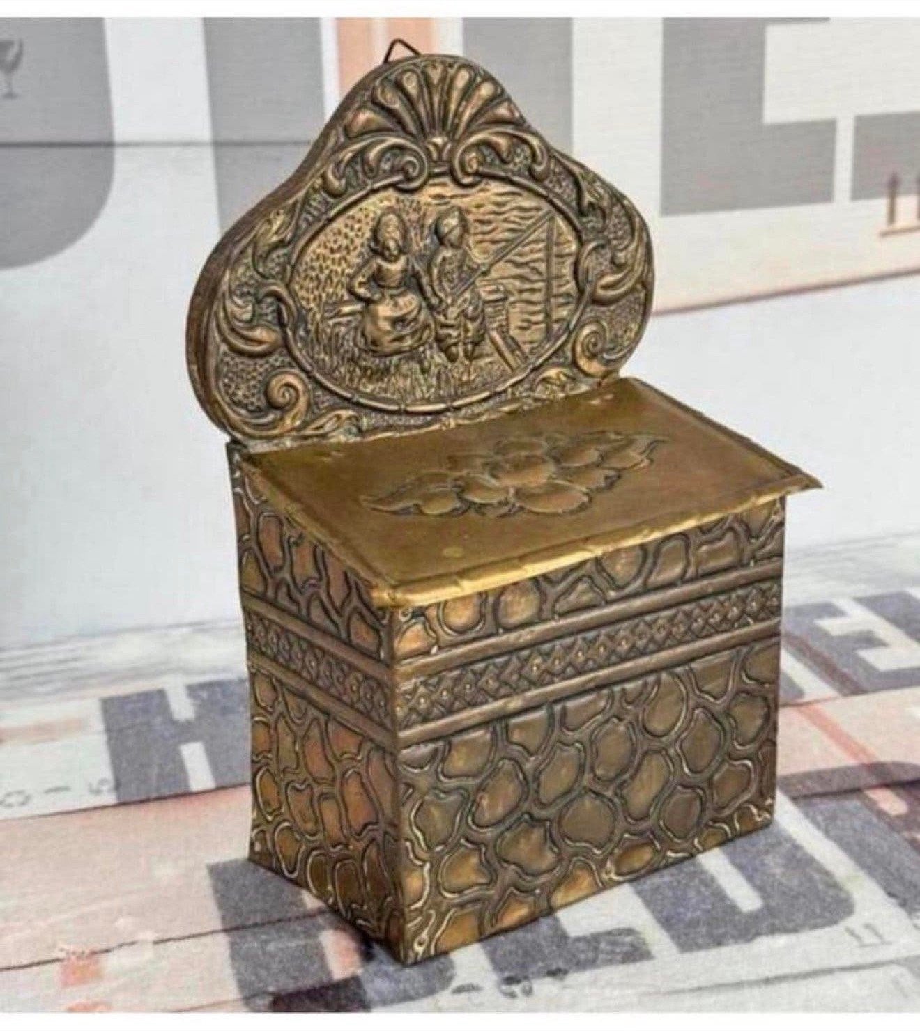 1890-1900 Ancien coffre hollandais en bois cuivré Antique, Antiquités & Art, Enlèvement ou Envoi