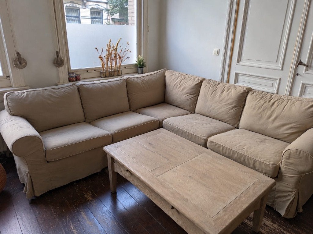 GRATIS IKEA Ektorp hoekbank 4-zits – Antwerpen-Zuid, Ophalen, Gebruikt, Stof, Beige