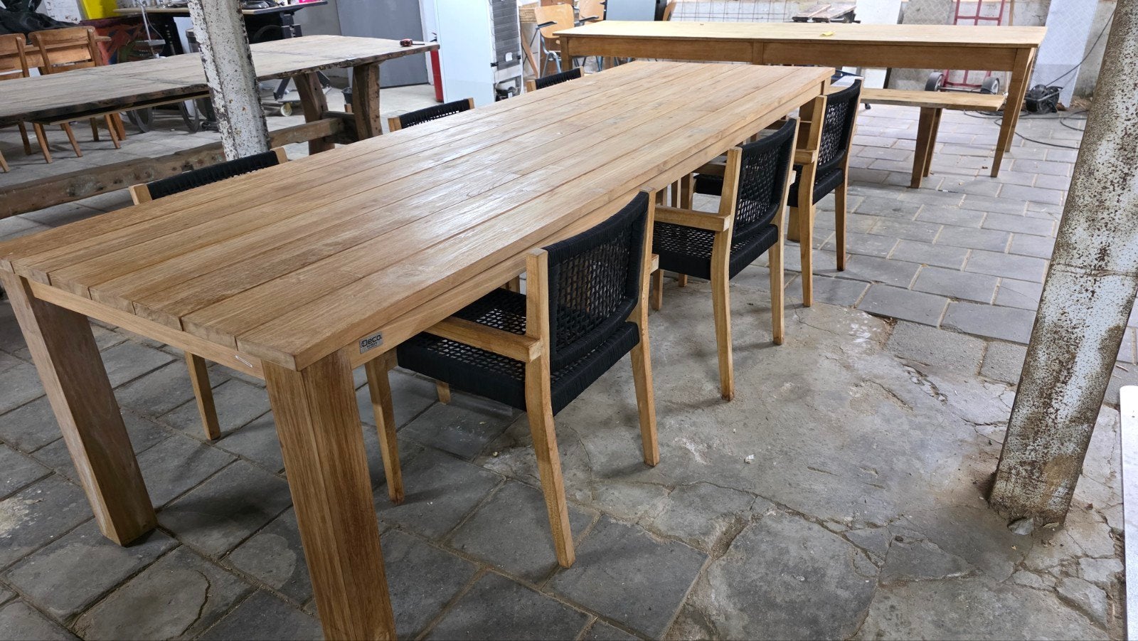 showmodel tuintafel 3 meter met 6 tuinstoelen, Jardin & Terrasse, Enlèvement ou Envoi, Neuf, Bois de teck