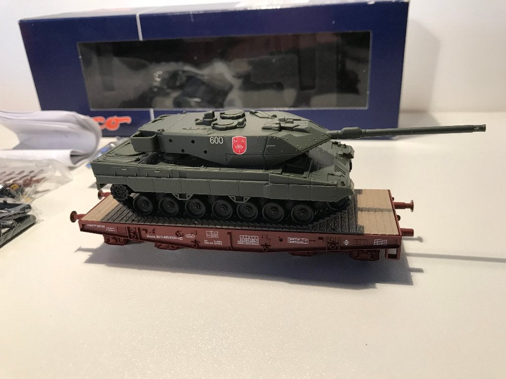 ROCO - WAGON TRANSPORT ARMÉE ESPAGNOLE - CHAR LEOPARD 2, Neuf, Wagon, Roco, Courant continu
