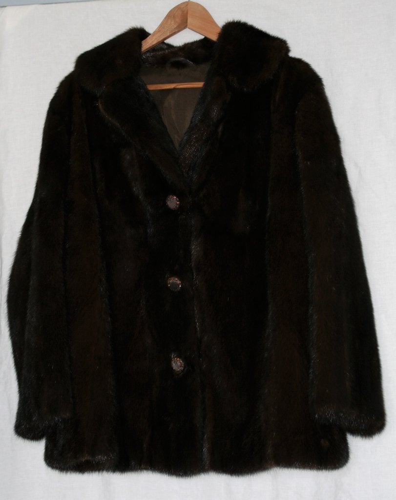 Nerts bontjas - L - echte pels - als nieuw, Ophalen of Verzenden, Gedragen, Maat 42/44 (L), Bruin