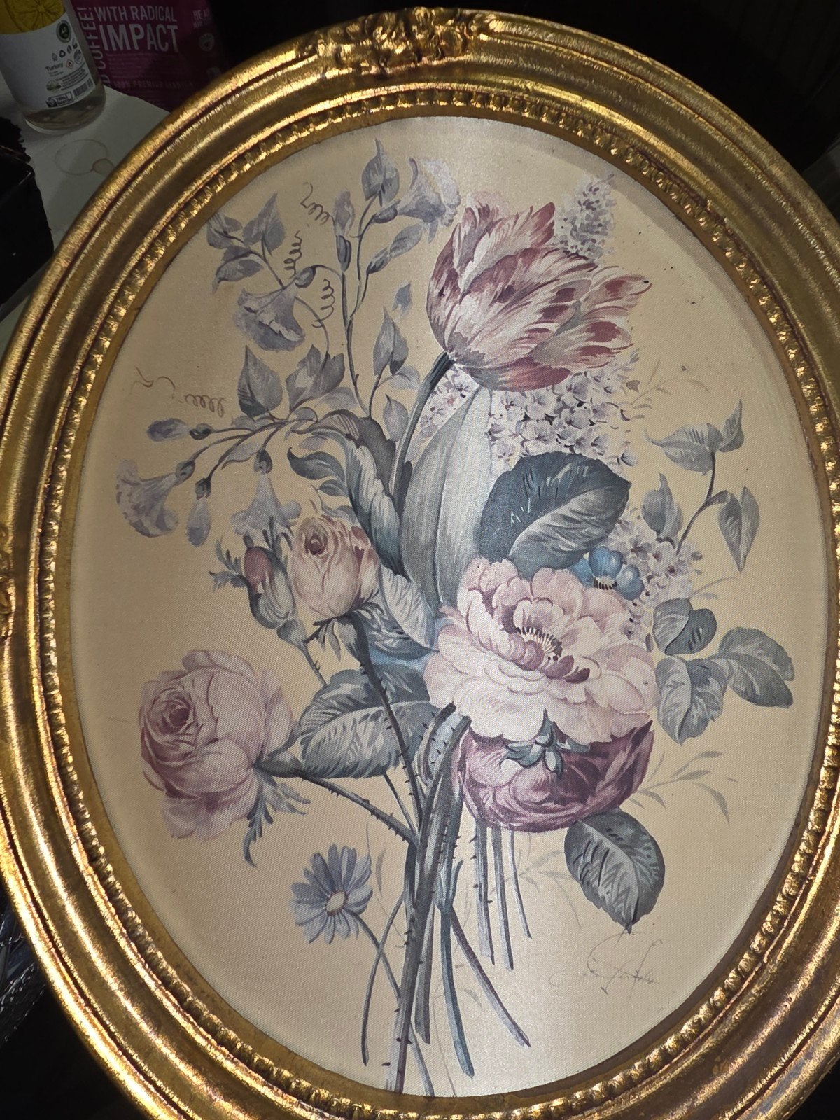 Set van 2 vintage ovale kaders  Bloemen & Madame Récamier -, Antiquités & Art, Antiquités | Assiettes décoratives & Carrelages