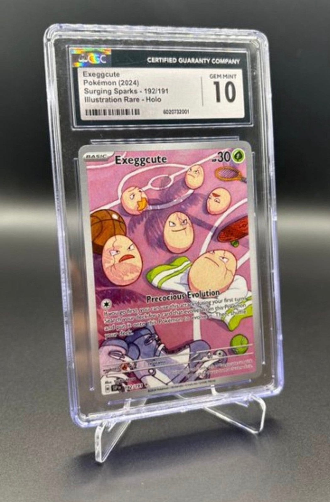 2024 Pokémon Exegcute 192/191 Surging Sparks CGC 10 IR Holo, Enlèvement ou Envoi, Neuf, Cartes en vrac, Foil