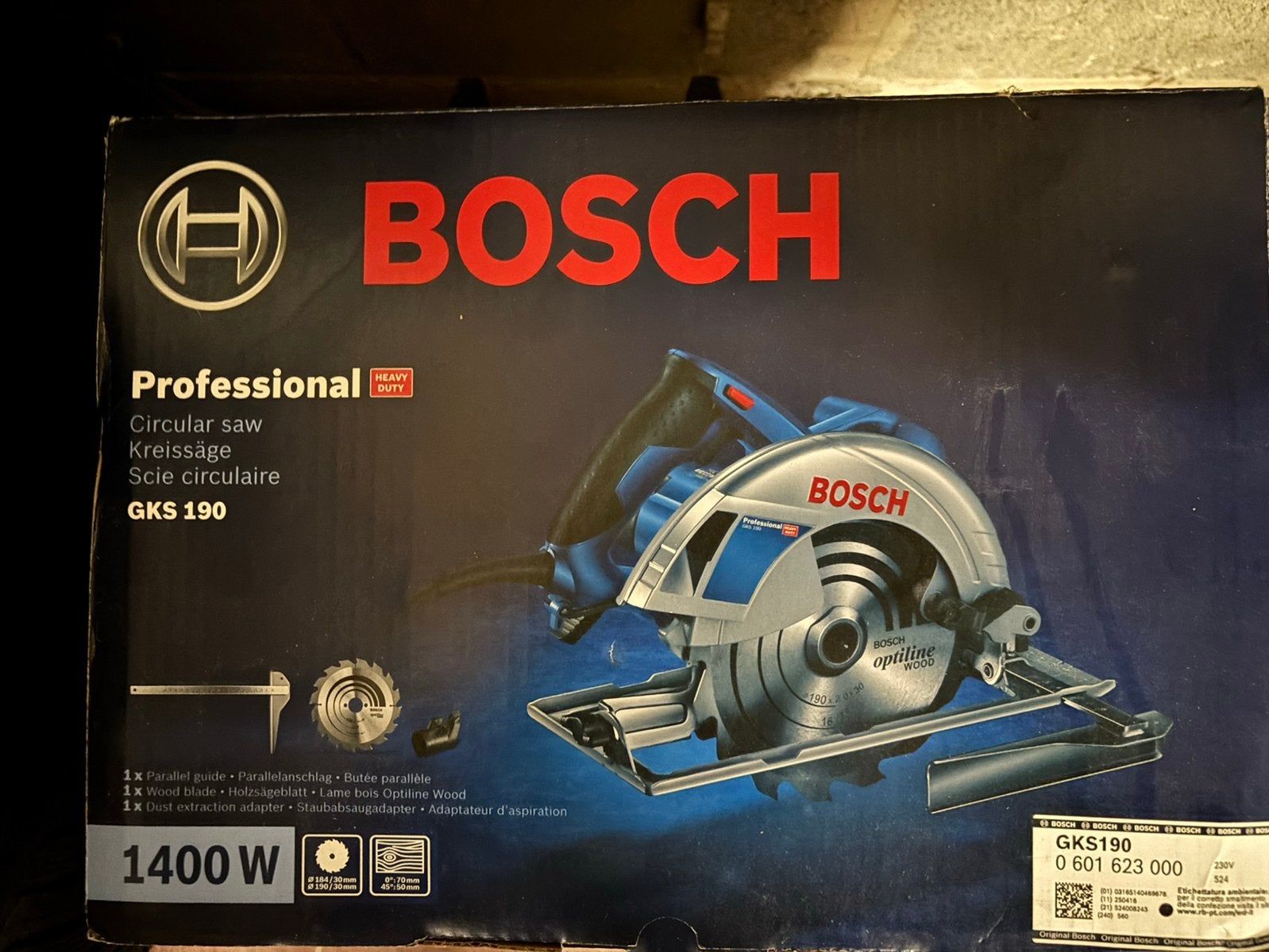 Scie circulaire Bosch GKS 190 1400W, Doe-het-zelf en Bouw, Cirkelzaag, Ophalen of Verzenden, Zo goed als nieuw, 30 tot 70 mm