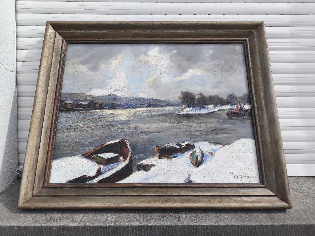 huile sur toile paysage enneige signe lucy fabry, Antiquités & Art, Art | Peinture | Classique, Enlèvement ou Envoi, Paysage, Toile