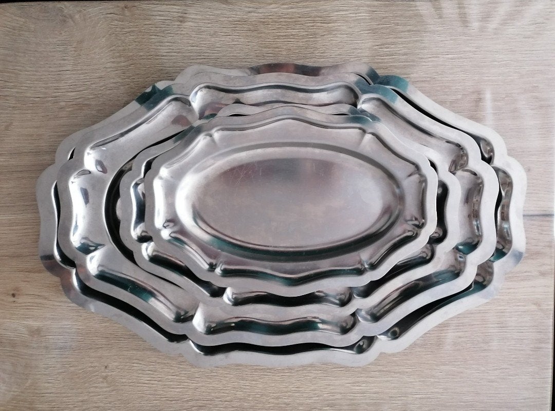 lot de 4 plateaux en inox, Maison & Meubles, Enlèvement, Inox