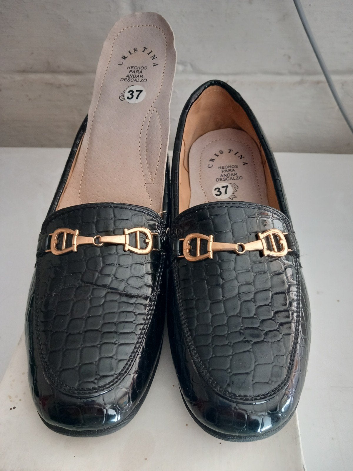 mocassins vernis noirs, pointure 35, Zwart, Lage of Enkellaarzen, Ophalen of Verzenden, Zo goed als nieuw
