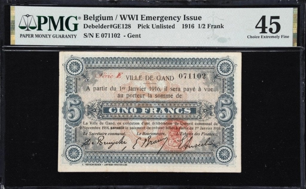 5 Francs 1916 België – Nooduitgave WW 1 (Gent), Postzegels en Munten, Bankbiljetten | België, Verzenden, Los biljet