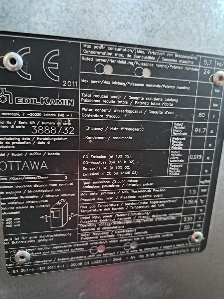 Pellet EdilKamin CV - Warm water 7,5l/24kW, Ophalen
