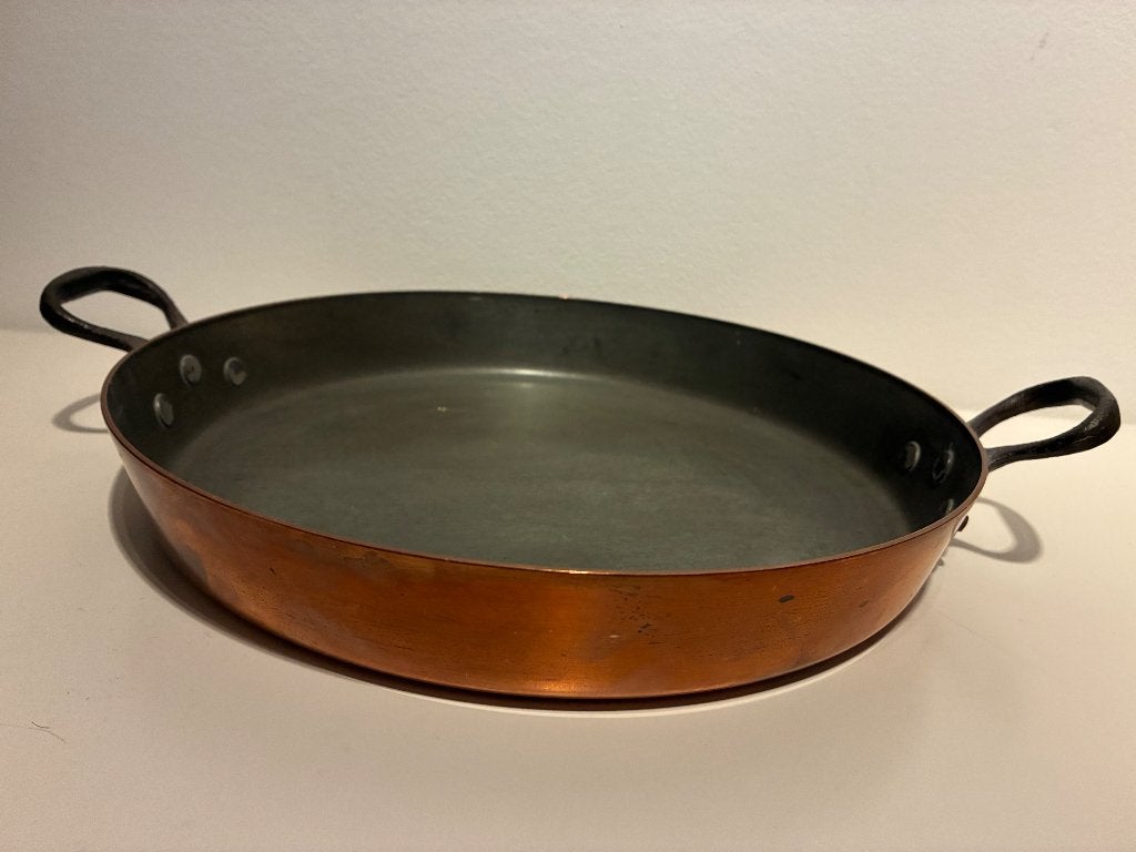 Prachtige Vintage Koperen Ovenpan / Gratineerpan – Ø 27,5 cm, Enlèvement ou Envoi, Utilisé, Cuivre, Autres types