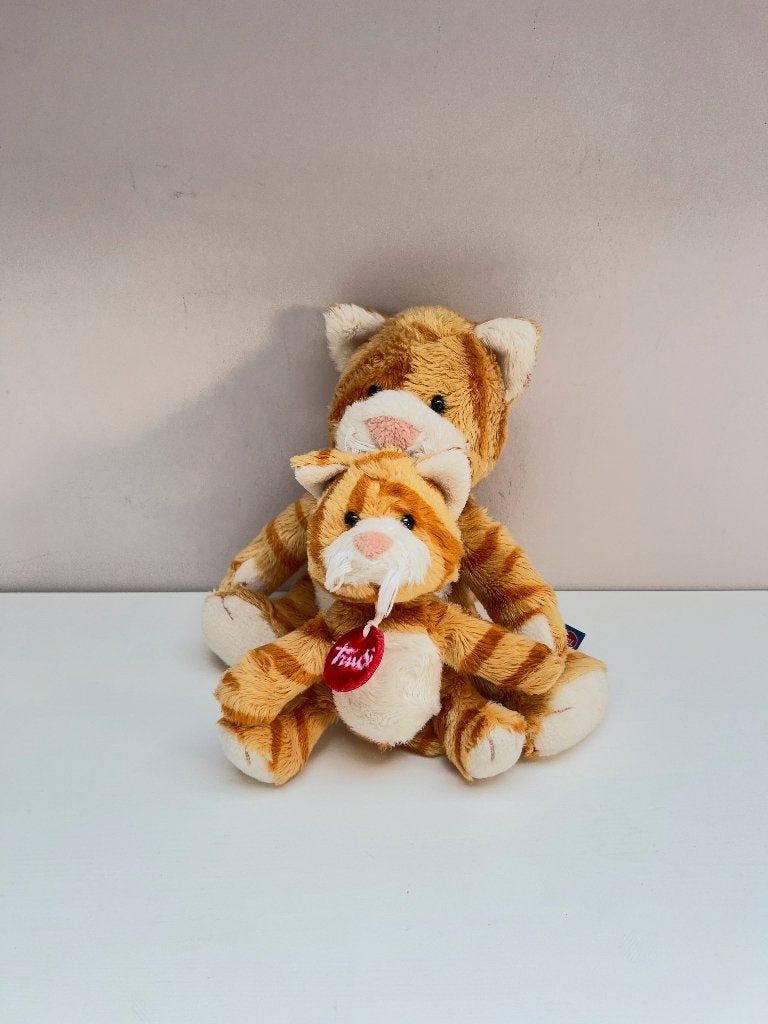 Lot de 2 peluches chats roux rayés Trudi – neufs, Neuf, Orange, Enlèvement ou Envoi, Chat