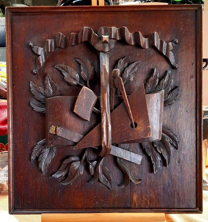 Zeldzaam sculptuur in hout van de vrijmetselaars.  Uniek..., Antiek en Kunst, Ophalen, Hout