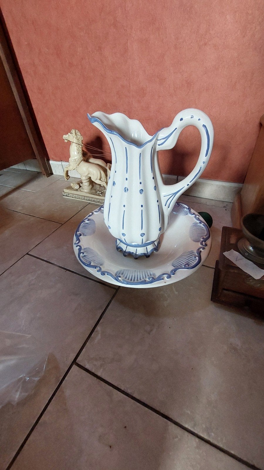 vintage badkamermeubel met kan en wasbak, Antiek en Kunst, Ophalen