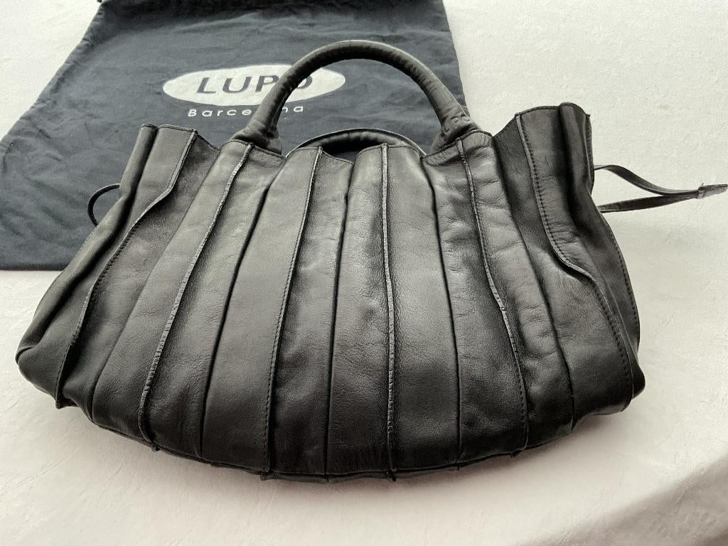 Magnifique sac à main LUPO en cuir noir, Enlèvement ou Envoi, Comme neuf, Noir, Sac à main