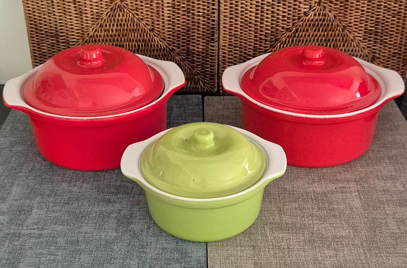 3 keramische O.W.N Kitchen ovenschaal set met deksel, Met deksel, Ophalen