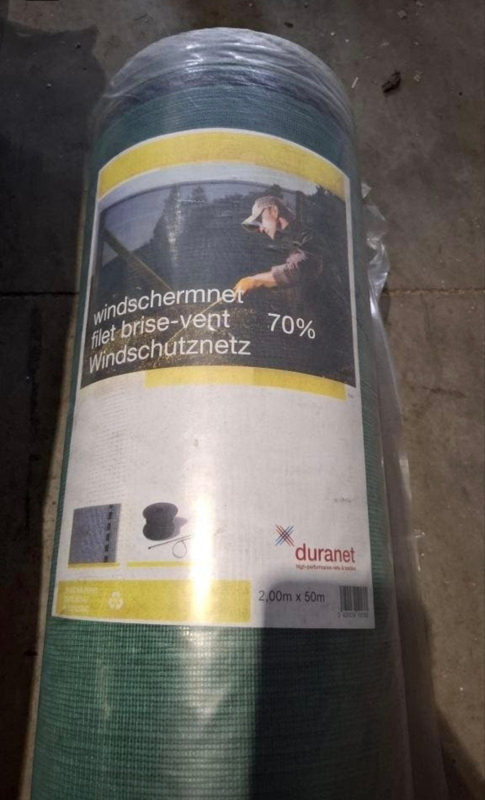 Promo! Nieuwe rol 2x50m Duranet windschermnet 70% groen, Ophalen, Nieuw