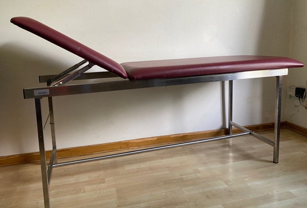 Table / Divan d'examen médical Holtex en acier inoxydable, Enlèvement, Utilisé