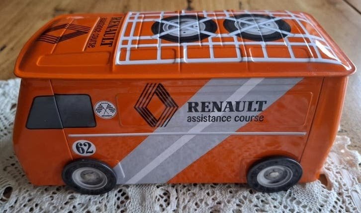 Frans blik, oranje Renault Estafette, " assistance course", Enlèvement ou Envoi, Utilisé, Biscuits, Autres marques