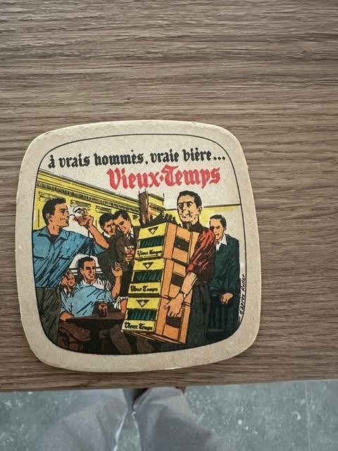 sous-verre Vieux temps au vraie hommes vraie bière, Enlèvement ou Envoi, Utilisé, Sous-bock, Autres marques
