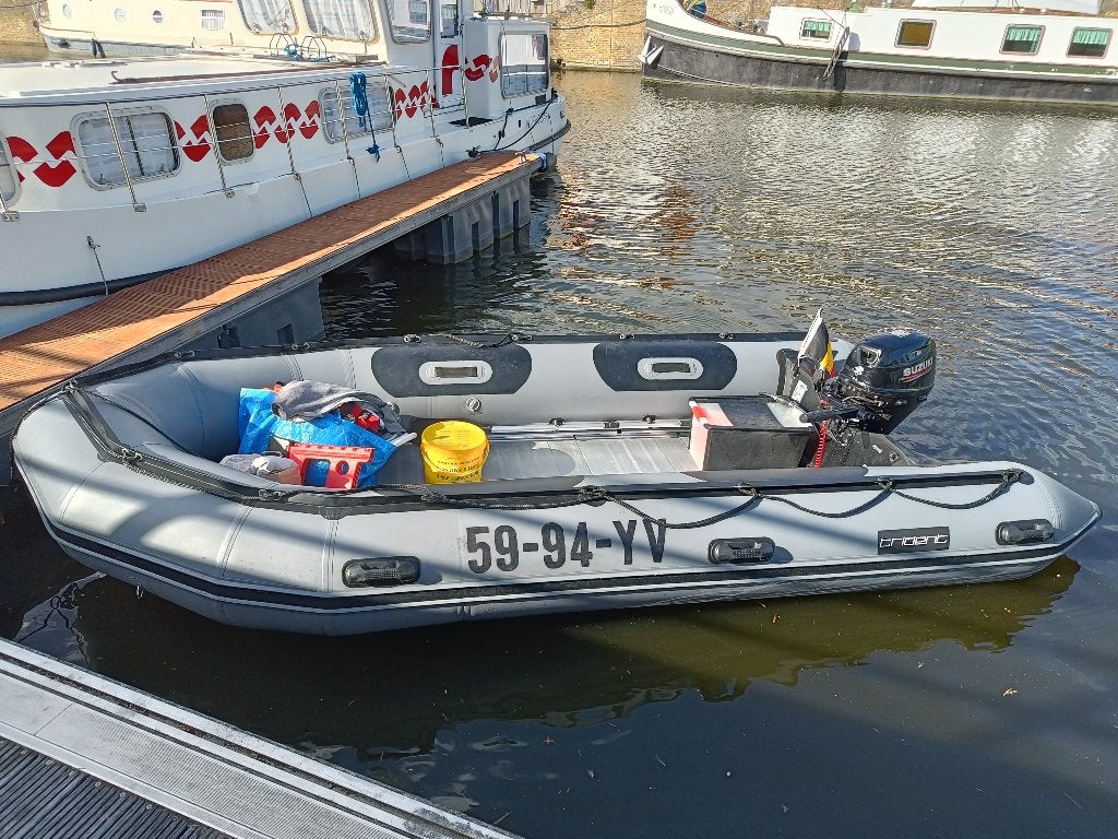 Te Koop Inflatable rubberboot merk TRIDENT Heavy Duty 4m30, Watersport en Boten, Rubberboten, Ophalen, Aluminium, Zo goed als nieuw